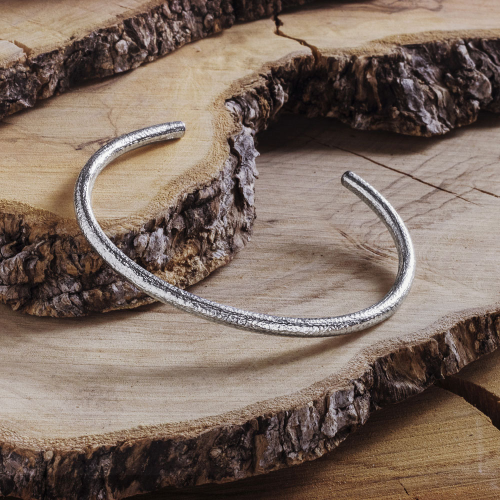 Frosted Finish Cuff Bracelet in Sterling Silver
