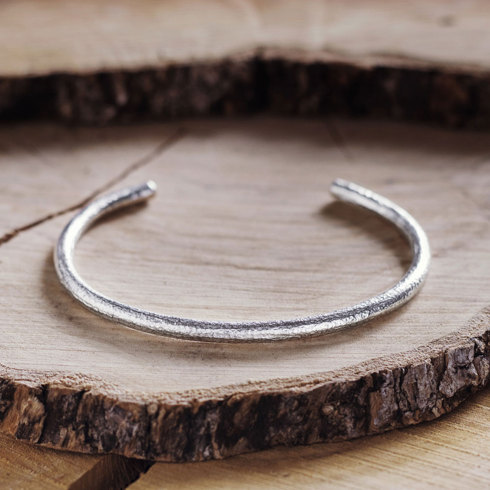 Frosted Finish Cuff Bracelet in Sterling Silver