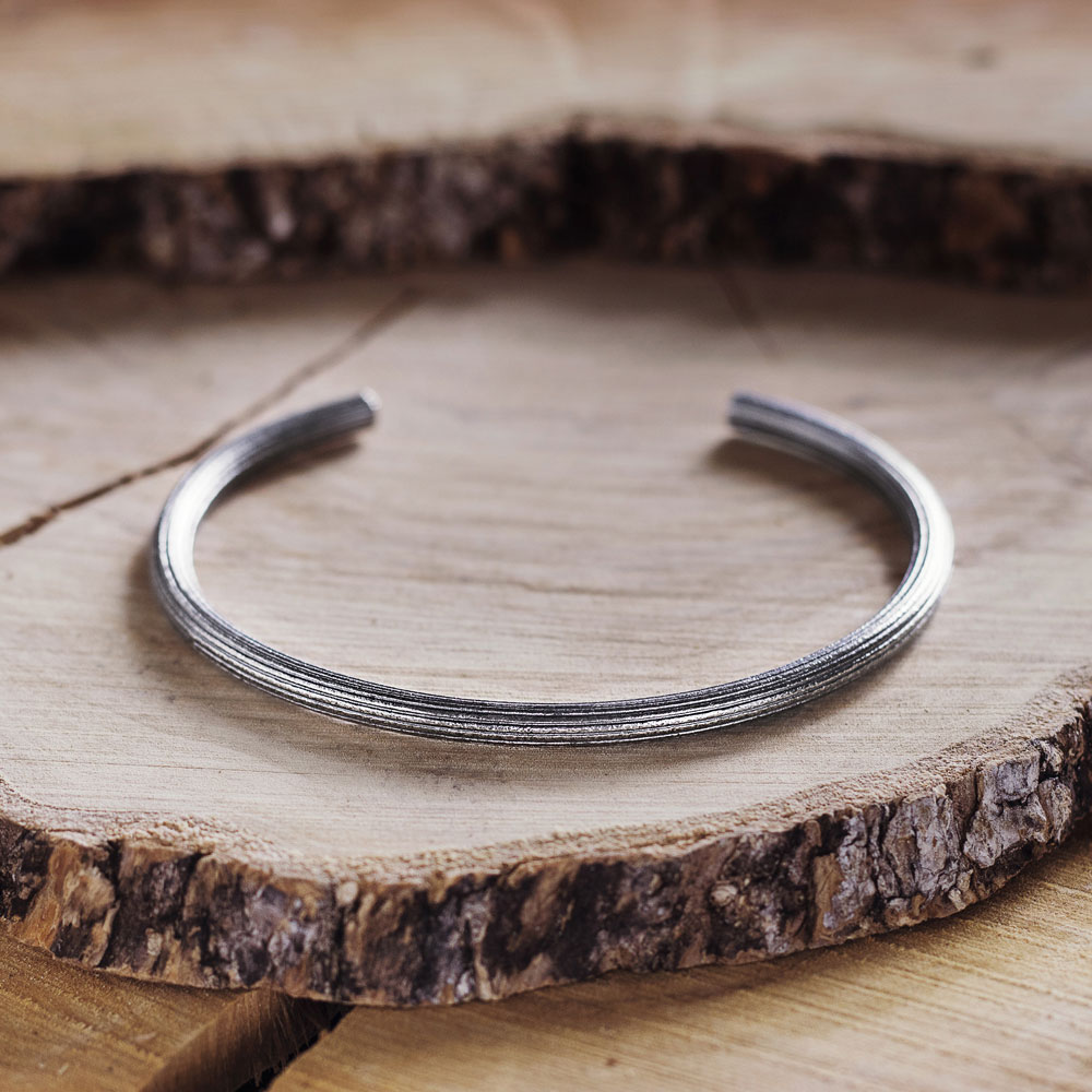 Ribbed Style Bracelet in Oxidized Sterling Silver