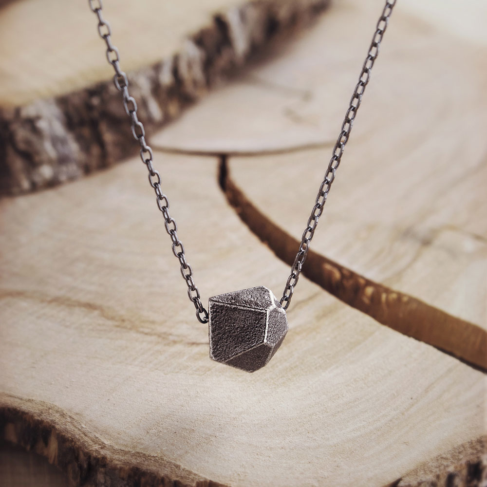 Small Polygonal Pendant Necklace in Sterling Silver
