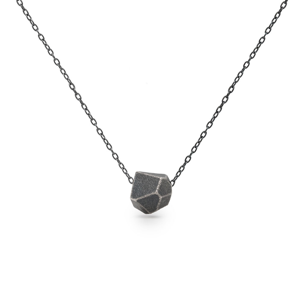 Small Polygonal Pendant Necklace in Sterling Silver