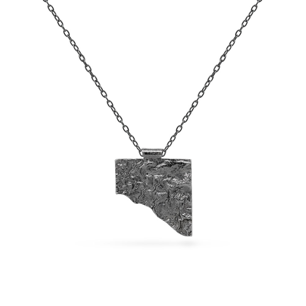 Half Rectangle Pendant in Oxidized Sterling Silver
