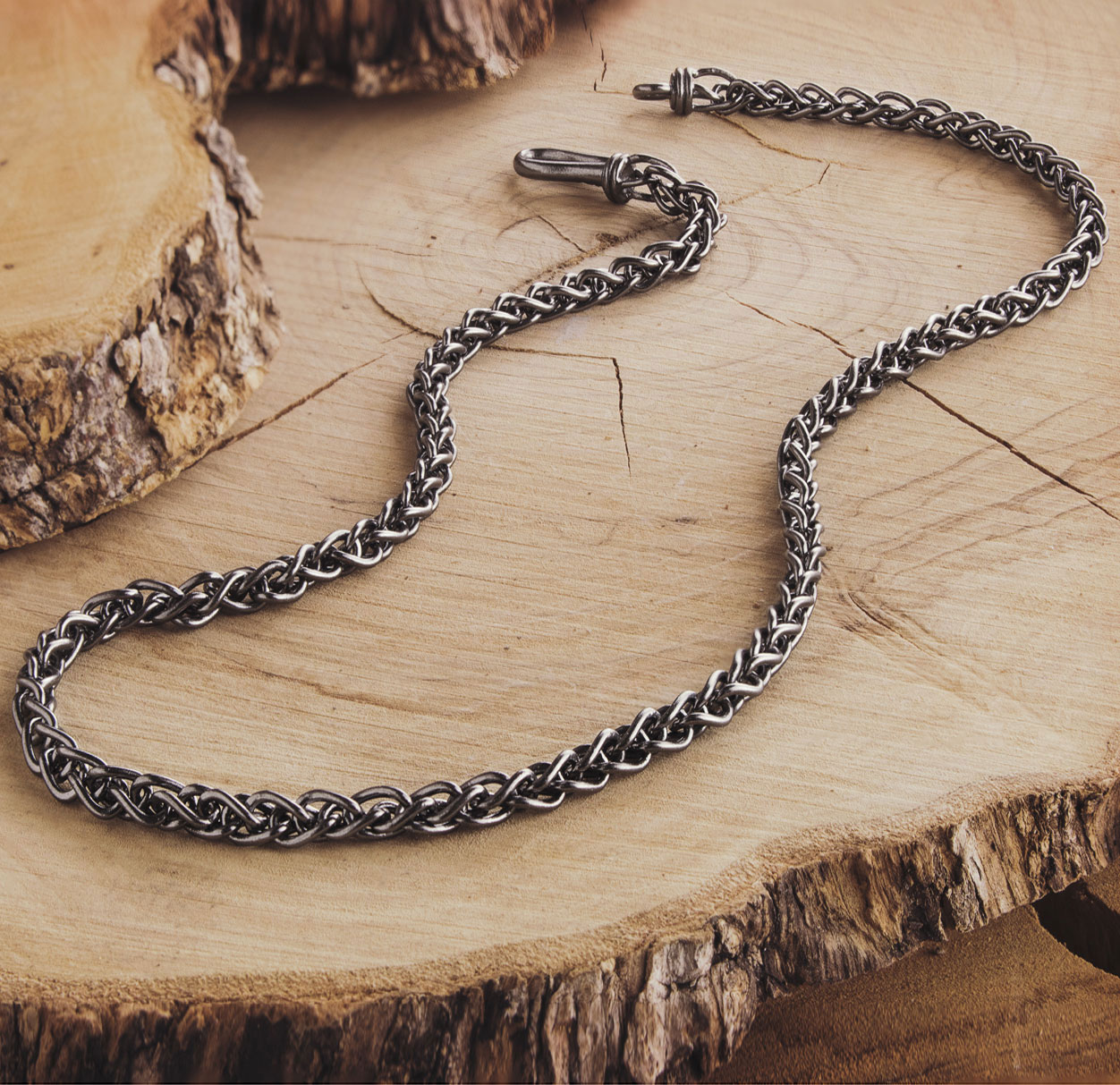 Mens 8mm Stainless Steel Wheat Link Chain Necklace