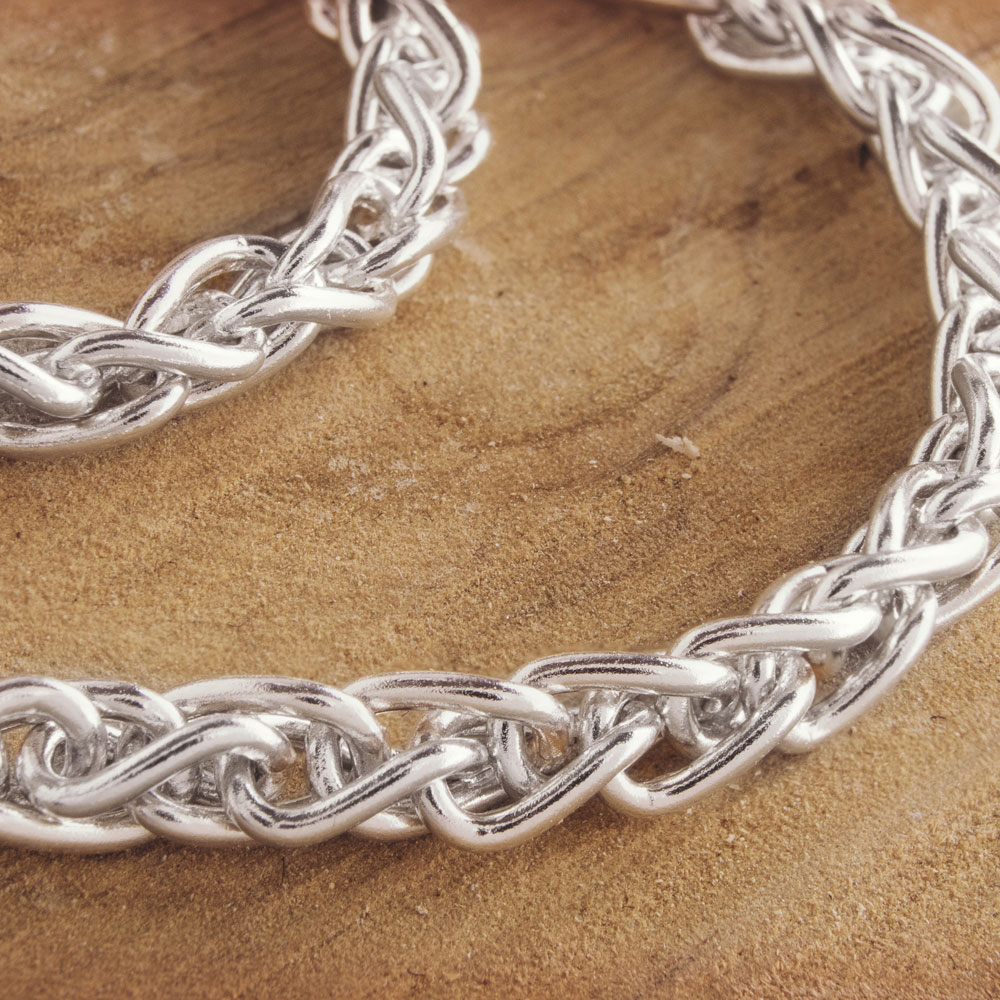 Thin Wheat Chain Necklace in Sterling Silver (Spiga Chain)