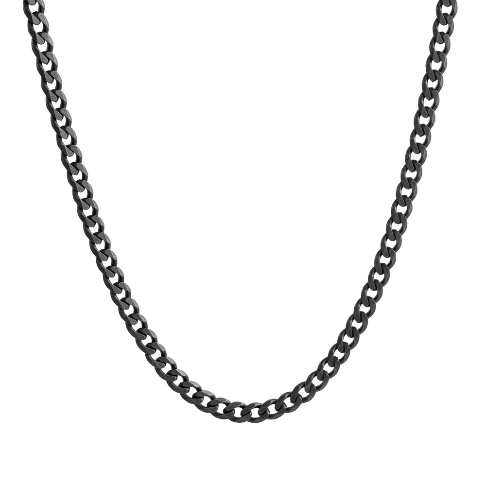 Thin Oxidized Curb Chain Necklace in Sterling Silver