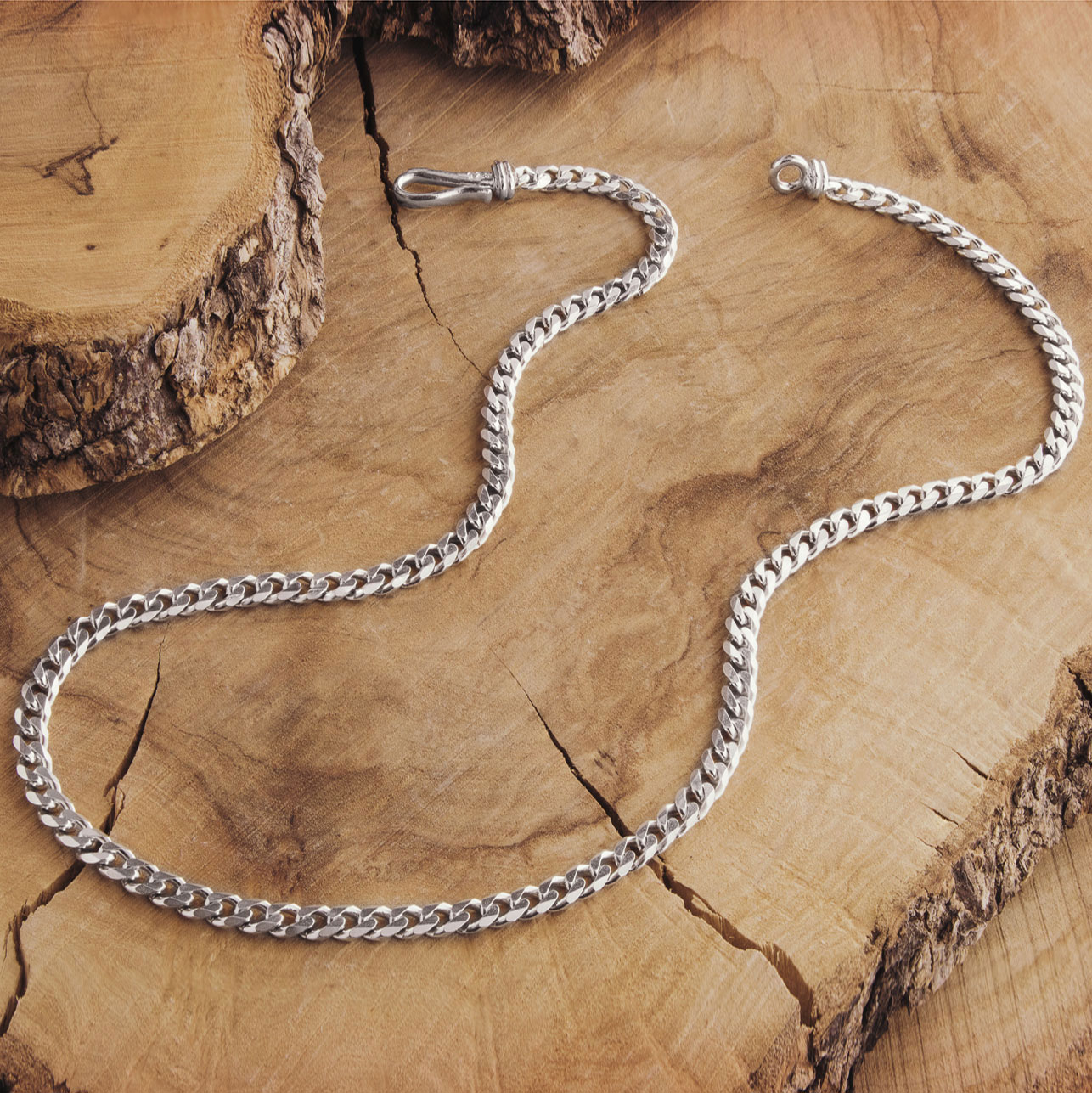 Silver Curb Chain Bracelet with a Hook Clasp - Silvertraits