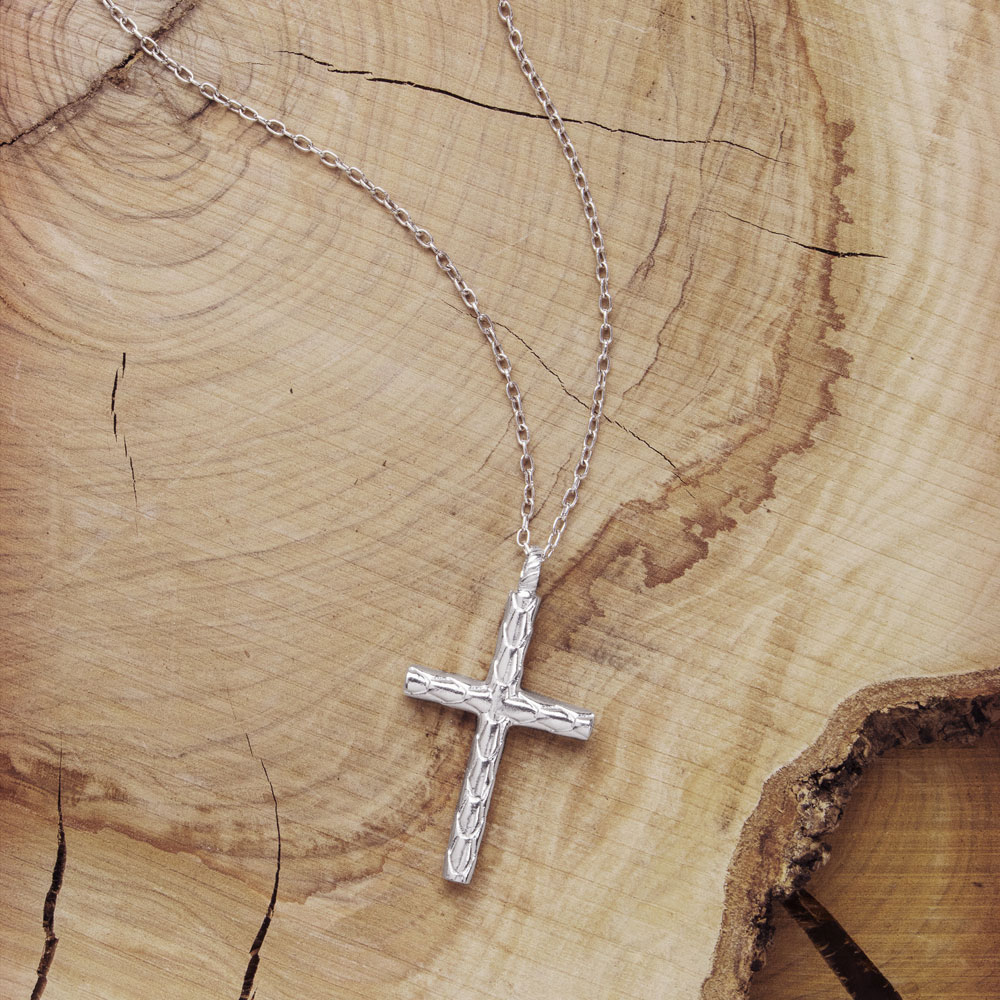 Sterling Silver Cross with a Textured Surface