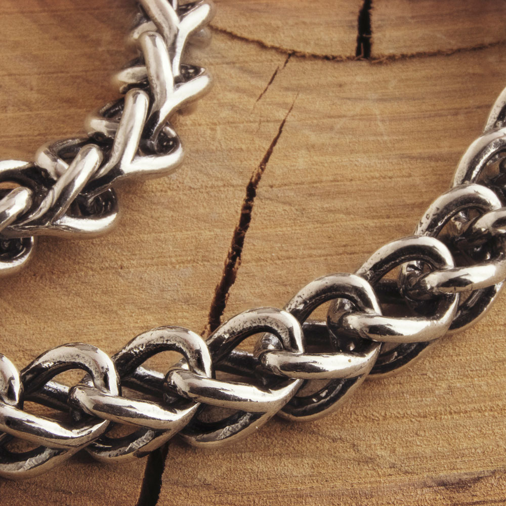 Thick Wheat Chain Necklace in Oxidized Sterling Silver