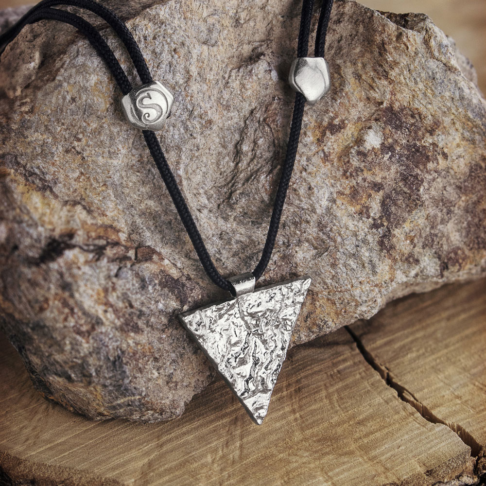 Triangle Pendant with Textured Surface in Sterling Silver