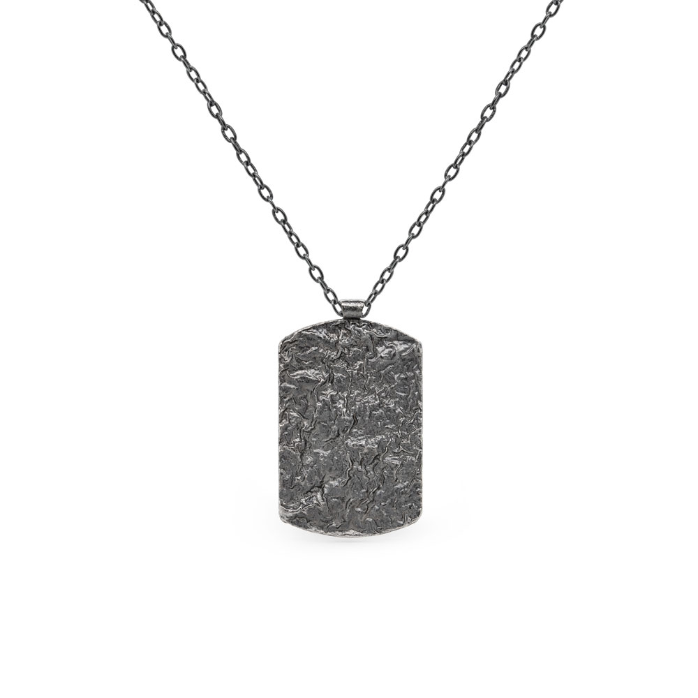 ID Style Pendant Necklace in Oxidized Sterling Silver
