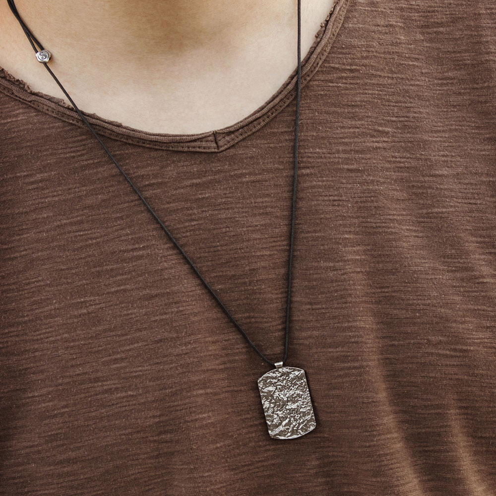ID Style Pendant Necklace in Oxidized Sterling Silver
