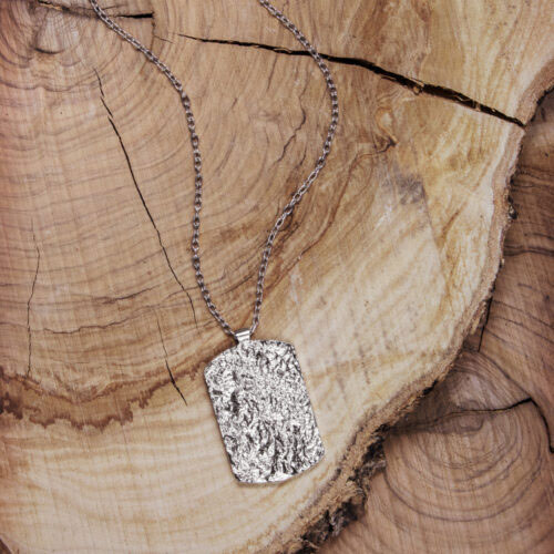 ID Style Pendant with a Textured Surface in Sterling Silver