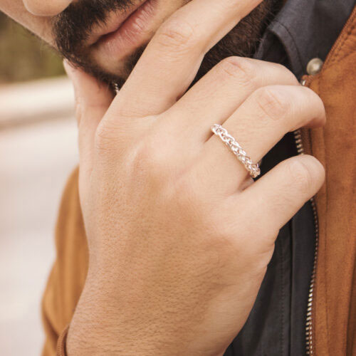 Chain Link Ring in Sterling Silver (Spiga Chain)