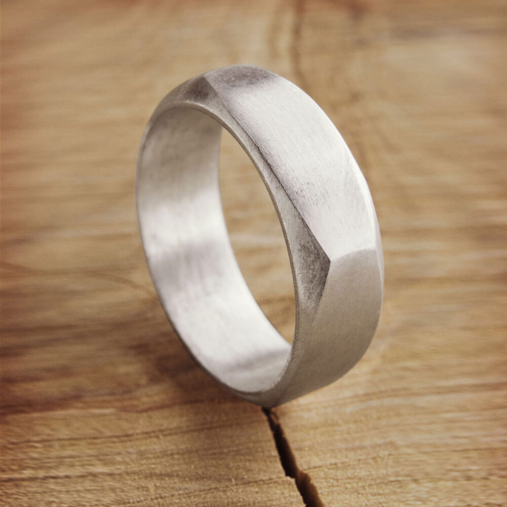 Round Square Ring Band with a Satin Finish in Sterling Silver