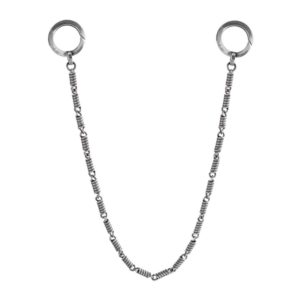 Chain for Wallets with Helical Coil Spring in Oxidized Silver