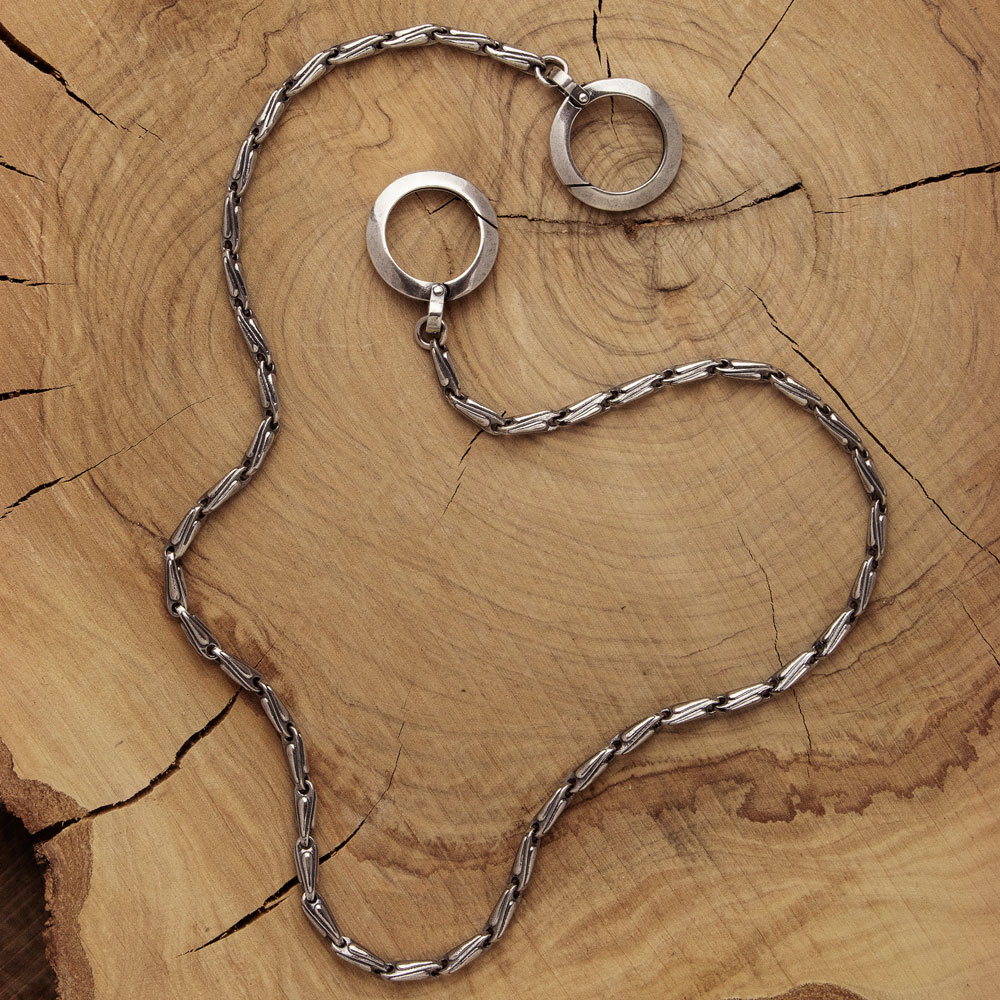 Oxidized Silver Chain for Wallet with Handcrafted Beads