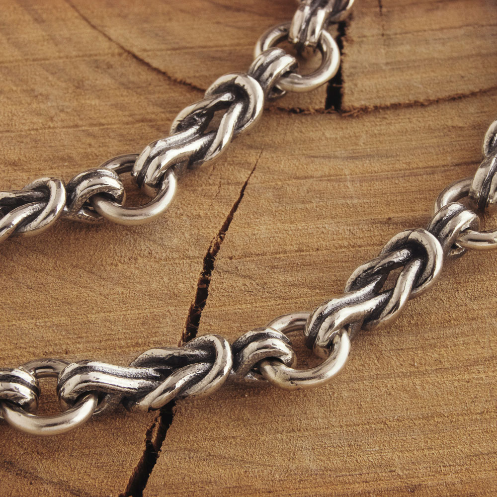 Silver Wallet Chain with Wire Knots